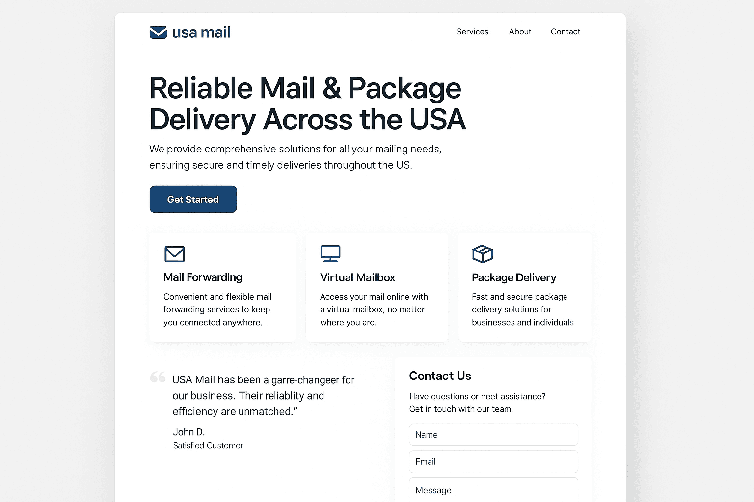 usa-mail.com website mockup